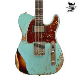 Fender Custom Shop Ltd. Ed. Telecaster Custom 60 RW Heavy Relic Surf Green Over 3 Color Sunburst