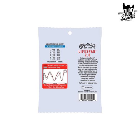 Martin MA550T Authentic Lifespan 2.0 Phosphor Bronze Medium 13-56