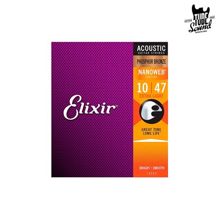 Elixir 16002 Phosphor Bronze Nanoweb Acoustic Extra Light 10-47