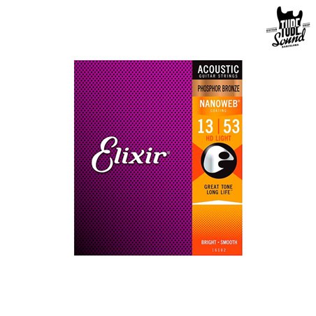 Elixir 16182 Phosphor Bronze Nanoweb Acoustic HD Light 13-53