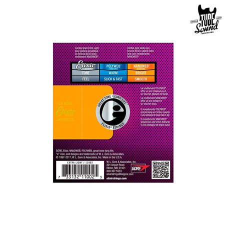 Elixir 11002 Bronze 80/20 Nanoweb Acoustic Extra Light 10-47