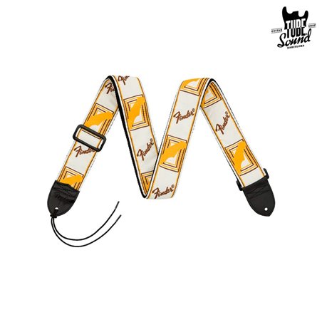 Fender 2" Monogrammed Strap White Brown Yellow