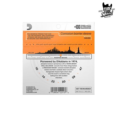 D'Addario EJ15 Phosphor Bronze Acoustic Extra Light 10-47