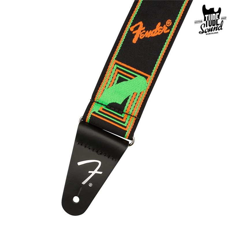 Fender Neon Monogrammed Strap Green Orange
