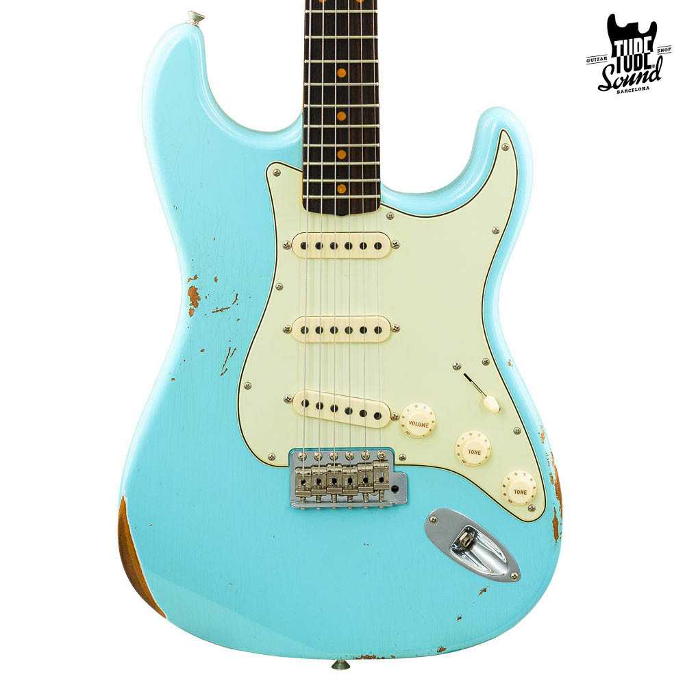 Fender Custom Shop Stratocaster Late 62 RW Relic CC Hardware Super Faded Daphne Blue