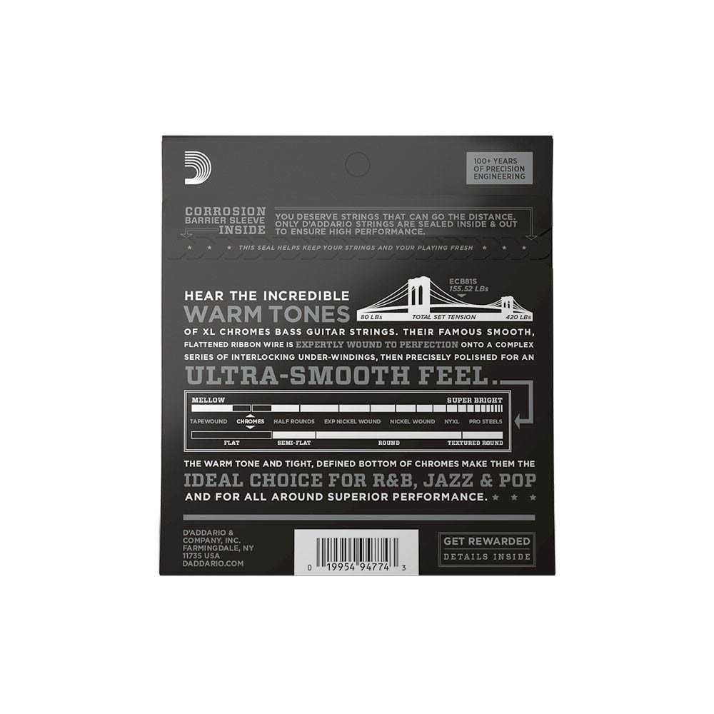 D'Addario ECB81S Chromes Bass Short Scale Regular Light 45-100