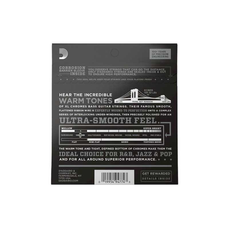 D'Addario ECB81S Chromes Bass Short Scale Regular Light 45-100