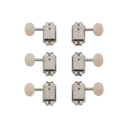 Gibson PMMH-060 Deluxe White Button Tuner Set Vintage Nickel