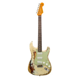 Fender Custom Shop Stratocaster 61 RW Super Heavy Relic Aged Olympic White Over 3 Color Sunburst