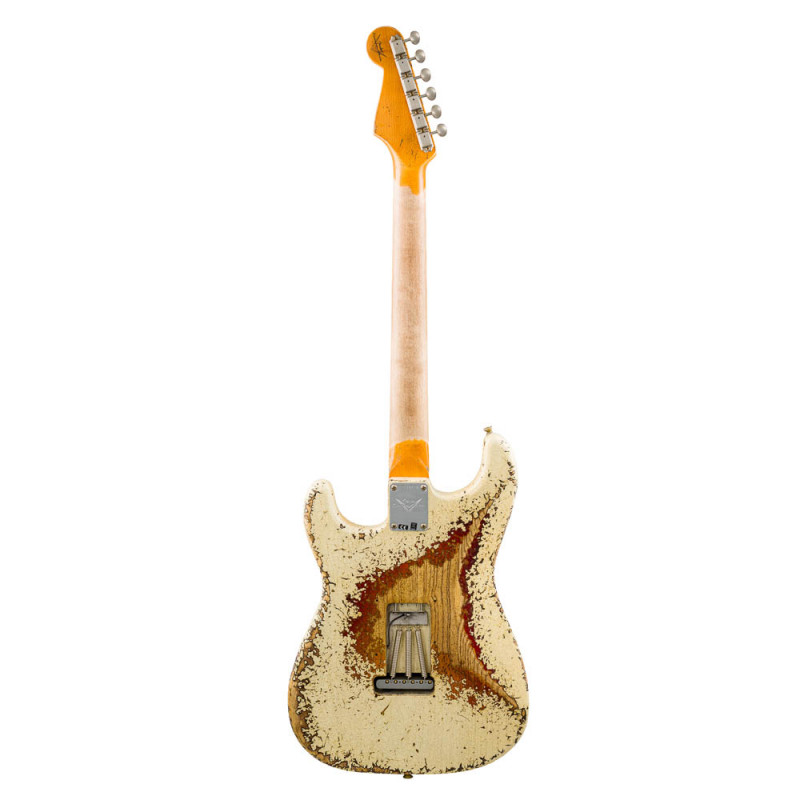 Fender Custom Shop Stratocaster 61 RW Super Heavy Relic Aged Olympic White Over 3 Color Sunburst