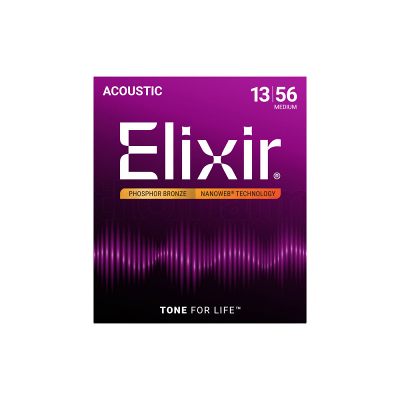 Elixir 16102 Phosphor Bronze Nanoweb Acoustic Medium 13-56