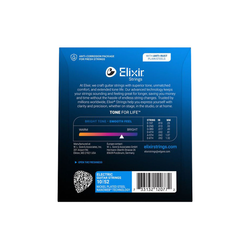 Elixir 12077 Electric NPS Nanoweb Light Heavy 10-52