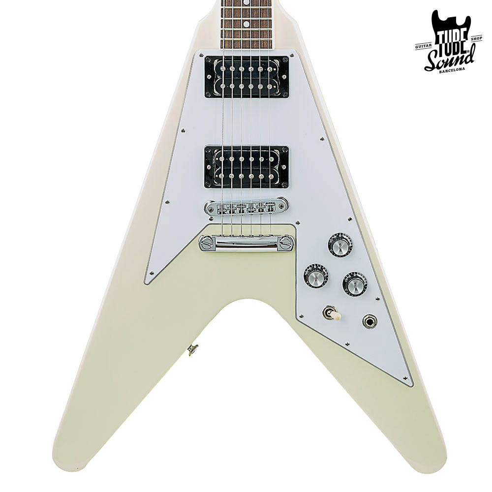 Gibson 70’s Flying V Classic White Gibson 70's Flying V, Classic White Electric Guitar #220540005 – A